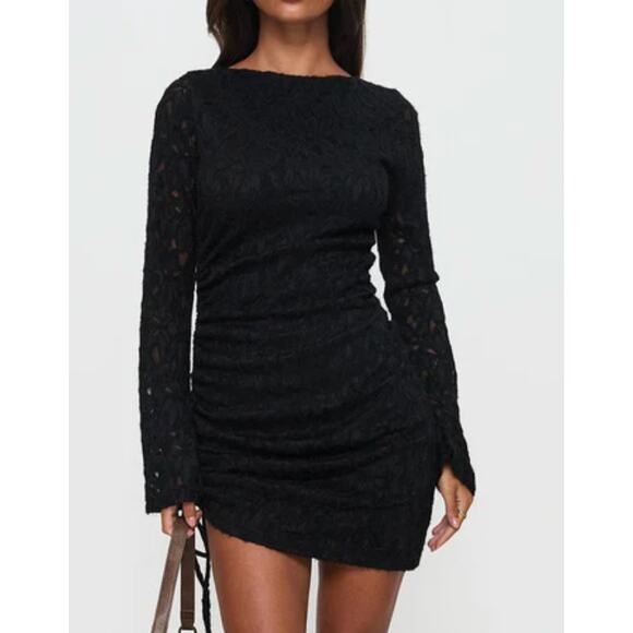 NWT Princess Polly Que Sera Long Sleeve Mini Dress Black size 0 - Picture 1 of 9